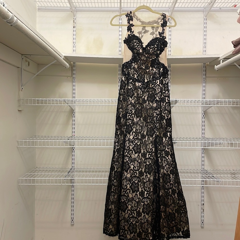 Masquerade black lace prom dress